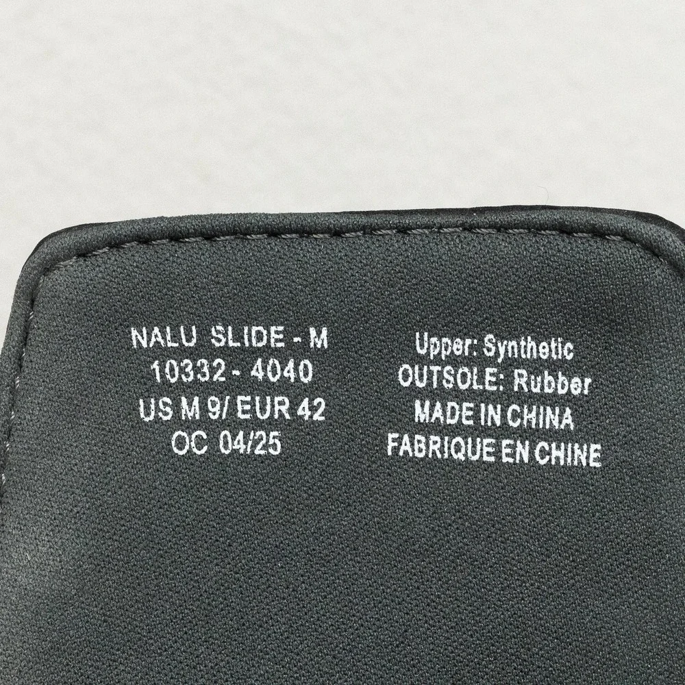 OLUKAI Nalu Slide Adjustable Strap Waterproof Comfort Sandal Black Mens Sz 9